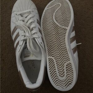 Adidas Men’s Superstar Leather White and Gold Sneakers